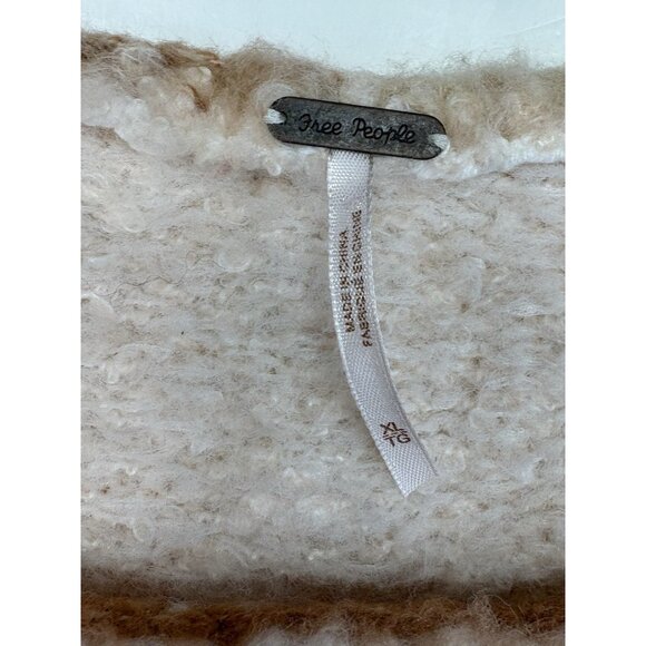 *Free People Sweater Womens Size XL Pullover Knit Crop Striped Pink Fuzzy Boho - Picture 5 of 7